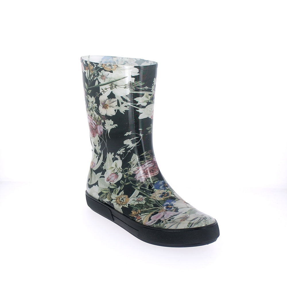 Sneaker basso in pvc lucido trasparente con calza tagliato e cucito fantasia "Flower". Made in Italy.
