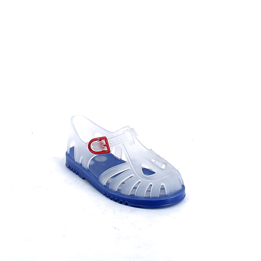 Solid colour pvc sandal with sand-blasted effect and two-hole upper