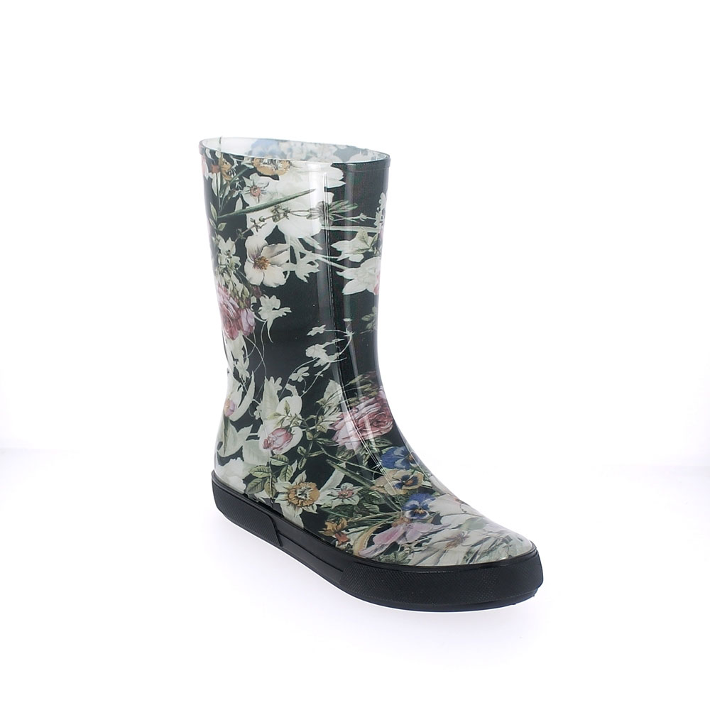 Two-Colour Bright pvc Sneaker low boot with &quot;cut and sewn&quot; fantasy inner sock &quot;Flower&quot;. Made in Italy