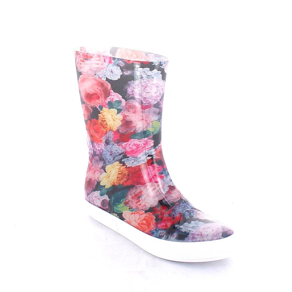 Sneaker basso in pvc lucido trasparente con calza tubolare fantasia "Ortensie"