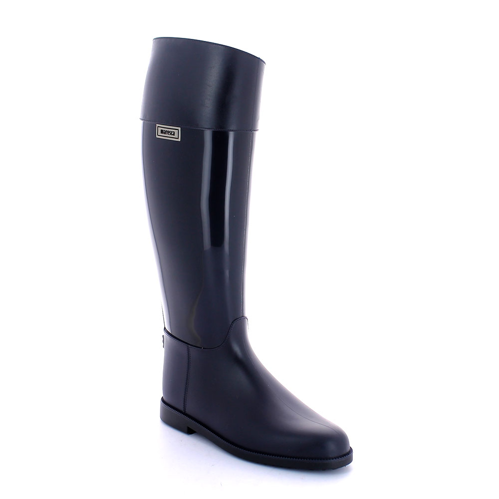 Pvc Riding boot with upper band/foot with matt finish and middle boot leg with bright finish; solid colour inner lining