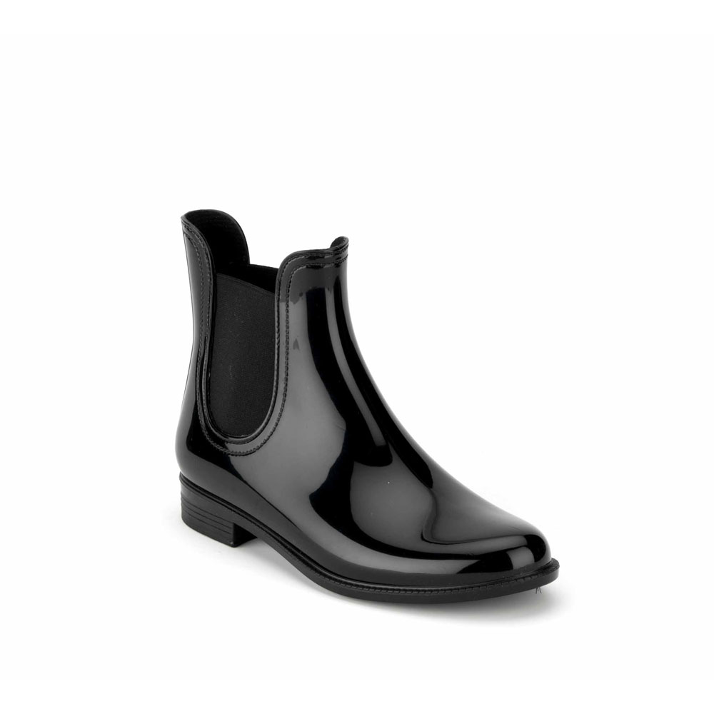 Chelsea boot in bright pvc with elastic band on ankle sides