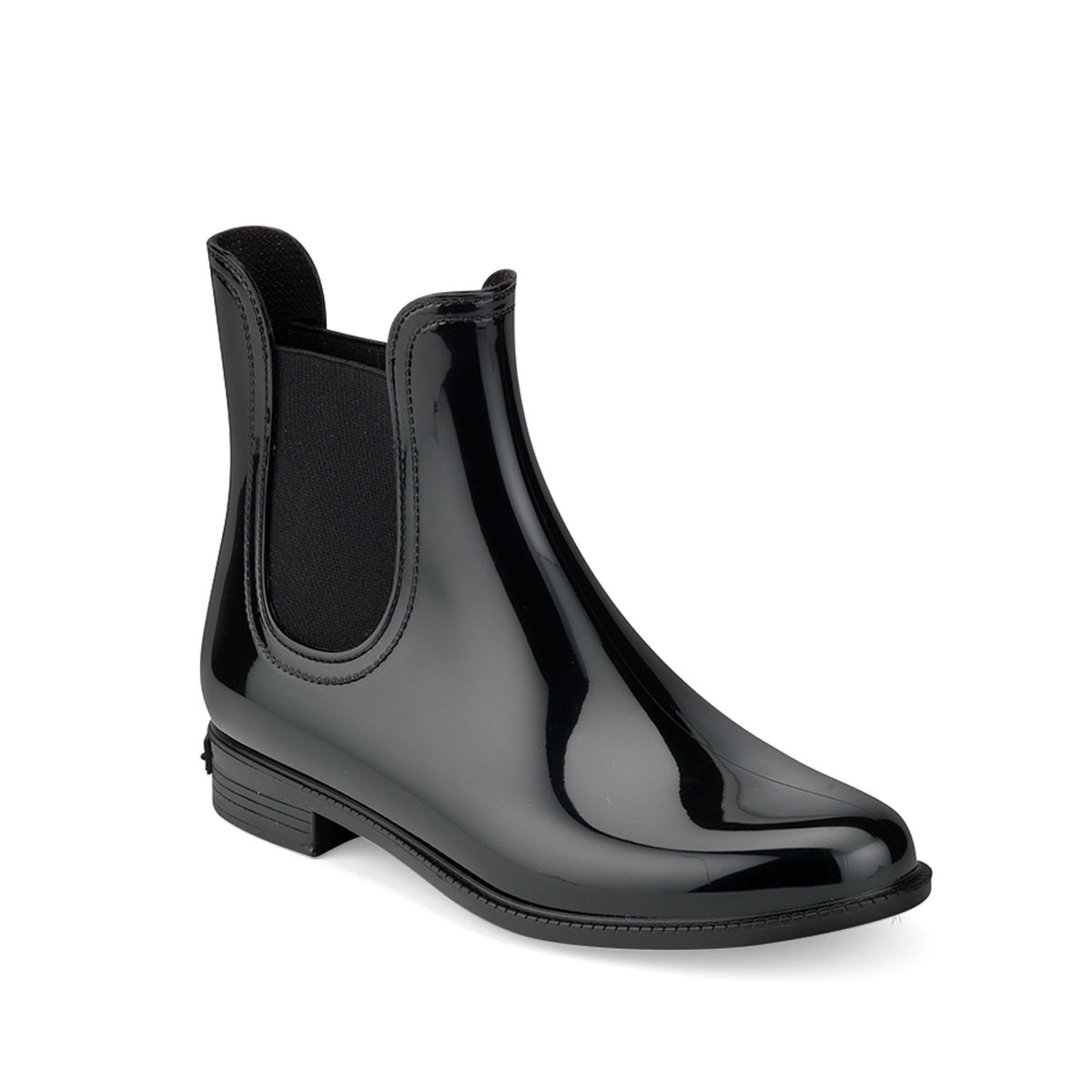 Chelsea boot in bright pvc with elastic band on ankle sides