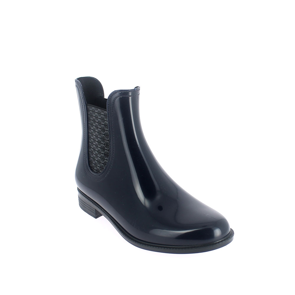 Chelsea boot in bright transparent pvc with printed elastic band on ankle side. Made in Italy