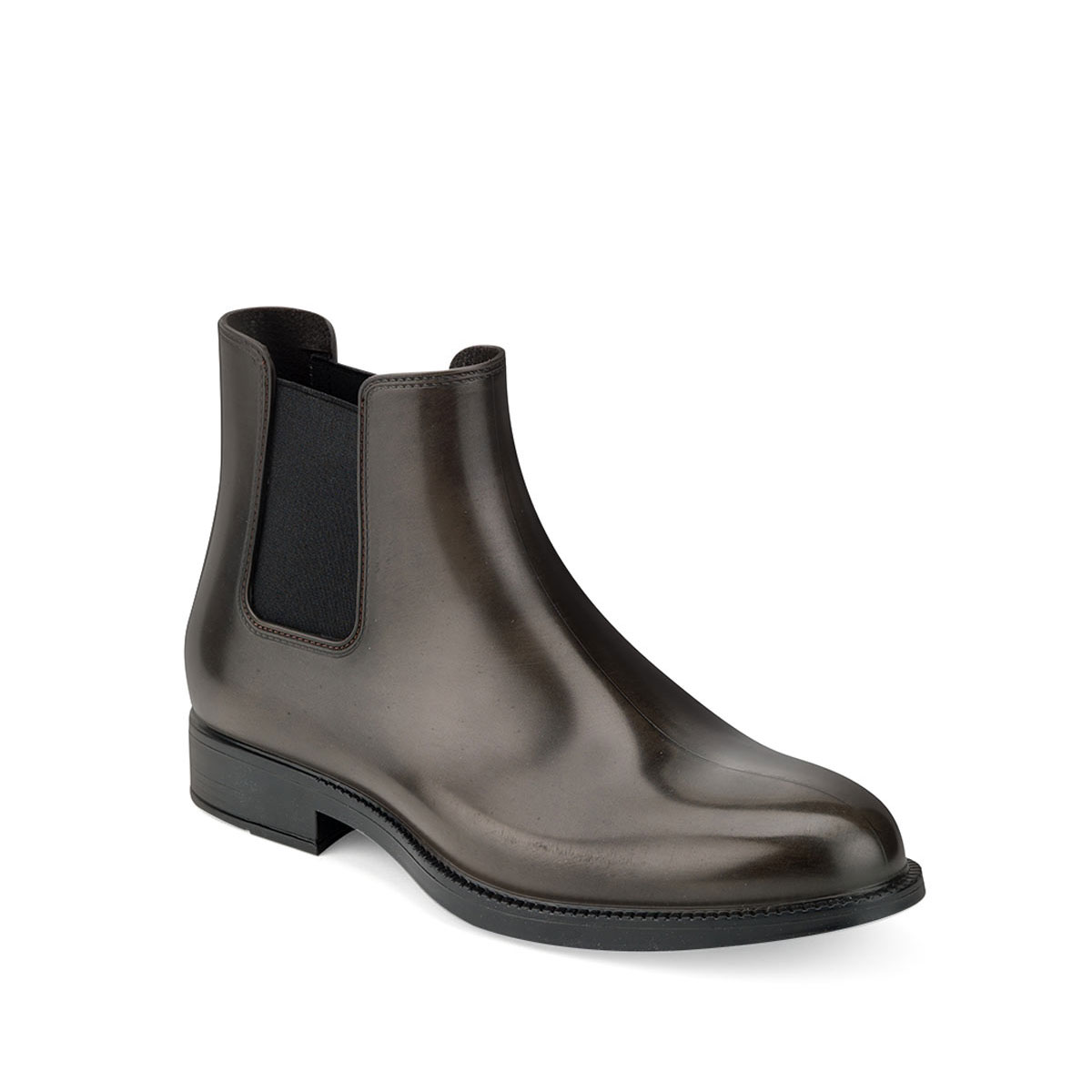 Chelsea boot in brushed effect pvc with elastic band on ankle sides and insole - brown colour