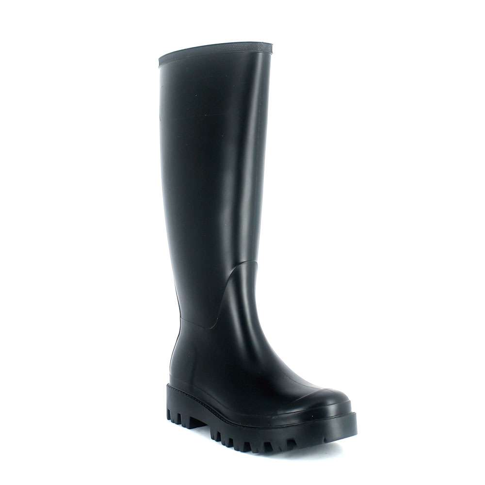 Wellington boot in matt pvc without buckle on vamp upper side and high lug outsole Wellington boot in matt pvc without buckle on vamp upper side and high lug outsole