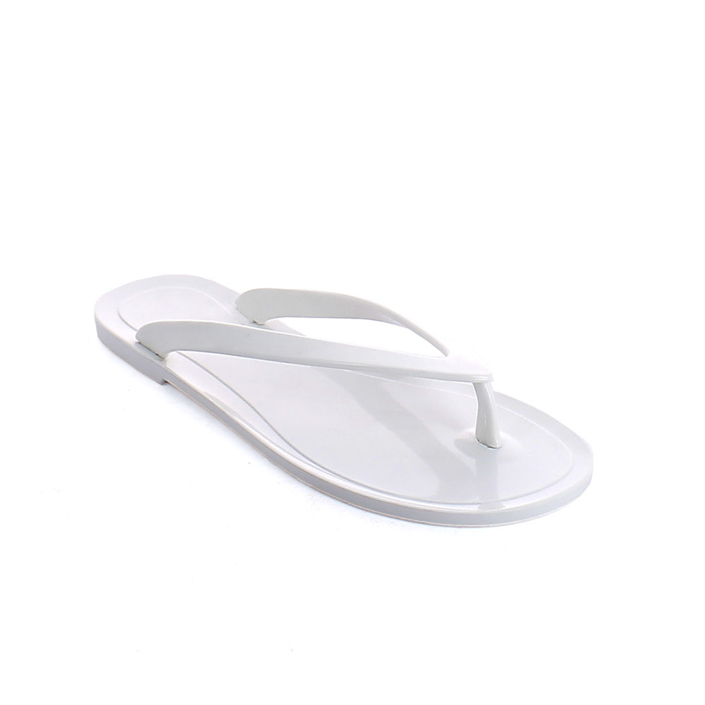 Flip flop mule made of bright finish two-colour pvc with thin upper