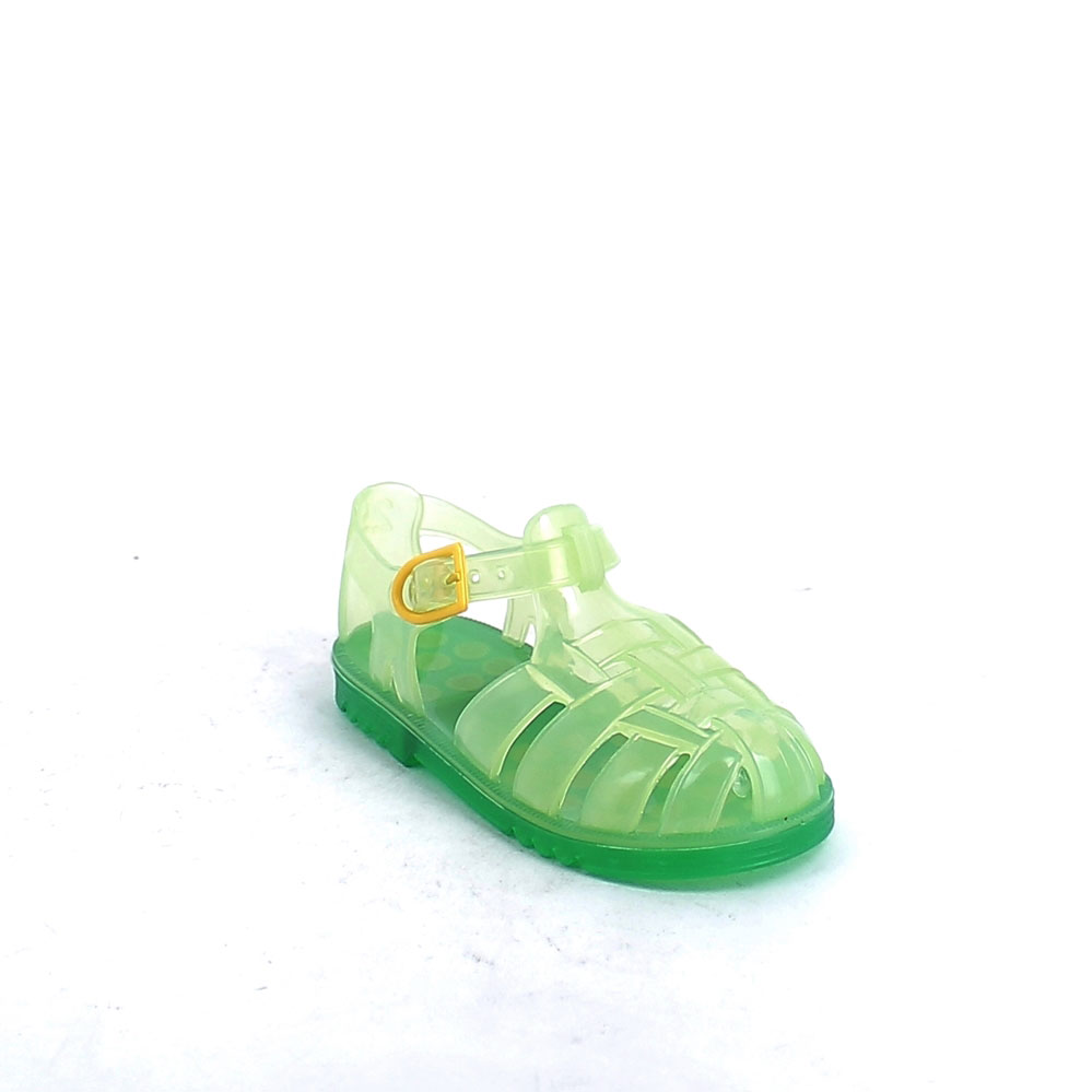 Two-colour pvc sandal with bright finish. Made iln Italy