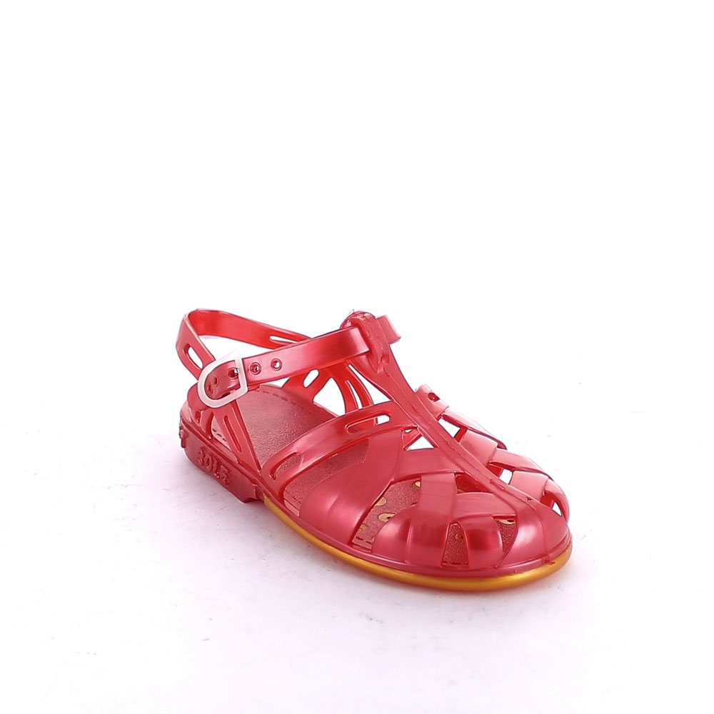 Two-colour pvc sandal with braided effect upper