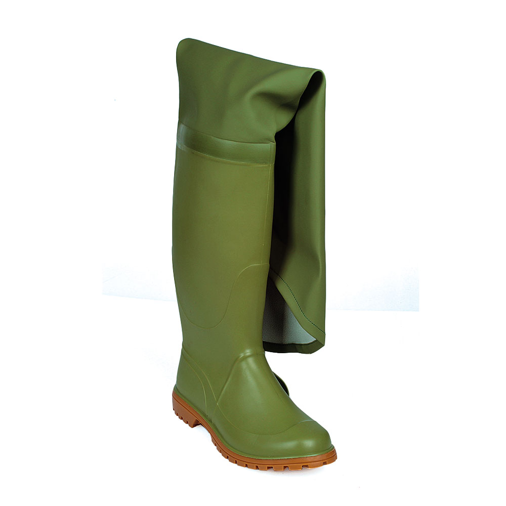Two-colour pvc all thigh high fishing Boot with lug outsole.