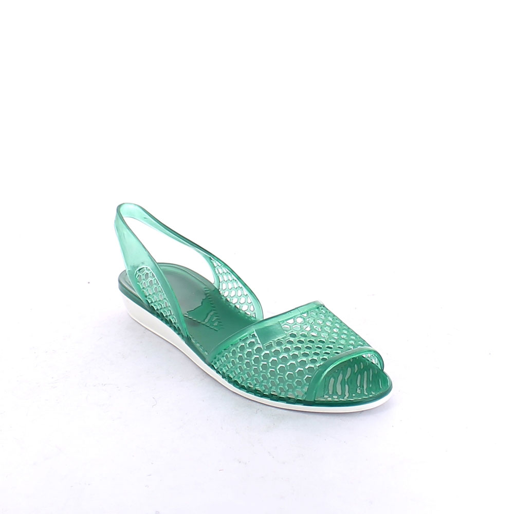 Two-colour pvc perforated sandal with open toe and backstrap