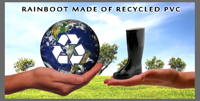 Rainboot made of recycled pvc