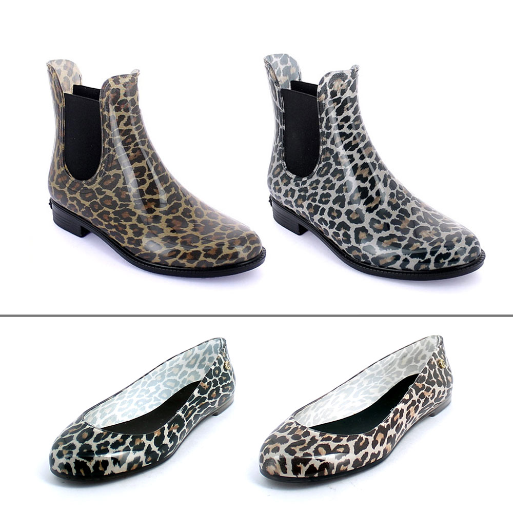 Calza leopardata in due varianti colore su chelsea boot e ballerina