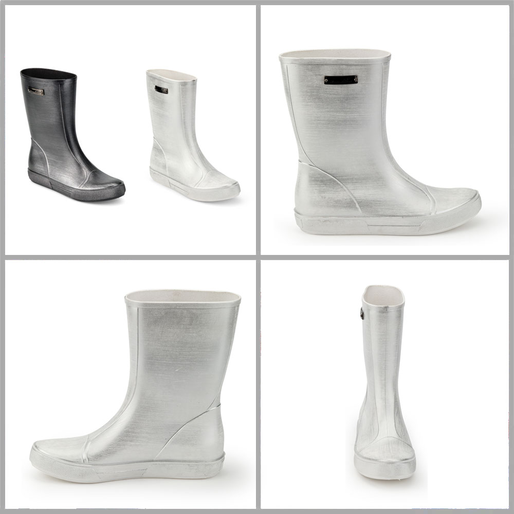 Vernicitura colore argento orizzontale realizzata su sneaker basso in pvc bianco o nero