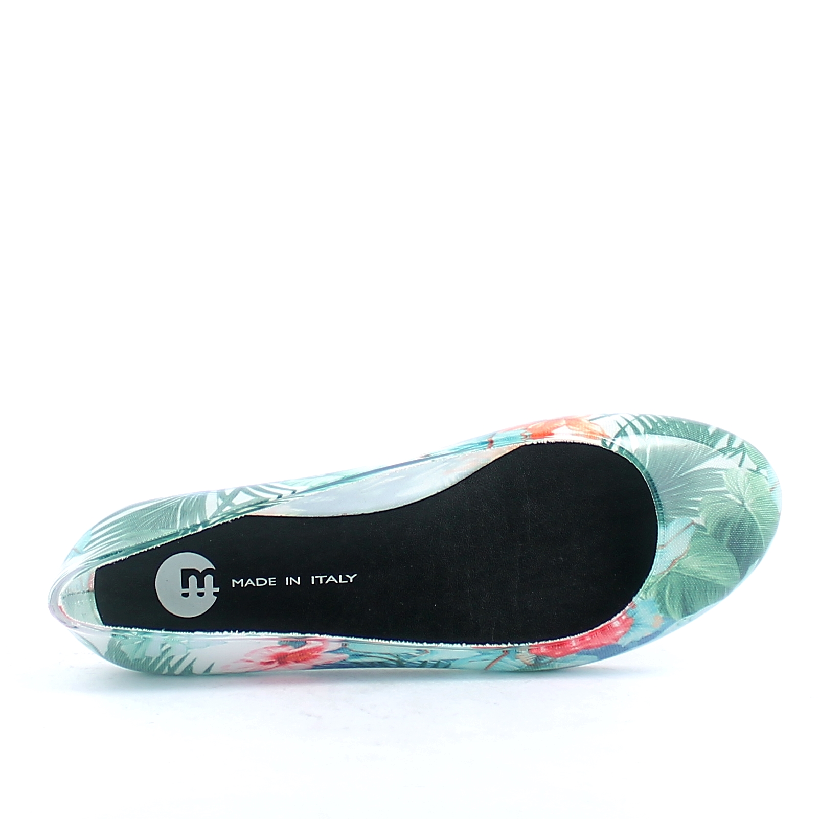 Insole made of padded leatherette with one colour pad printed logo 